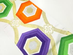 立涌に亀甲模様織出し袋帯